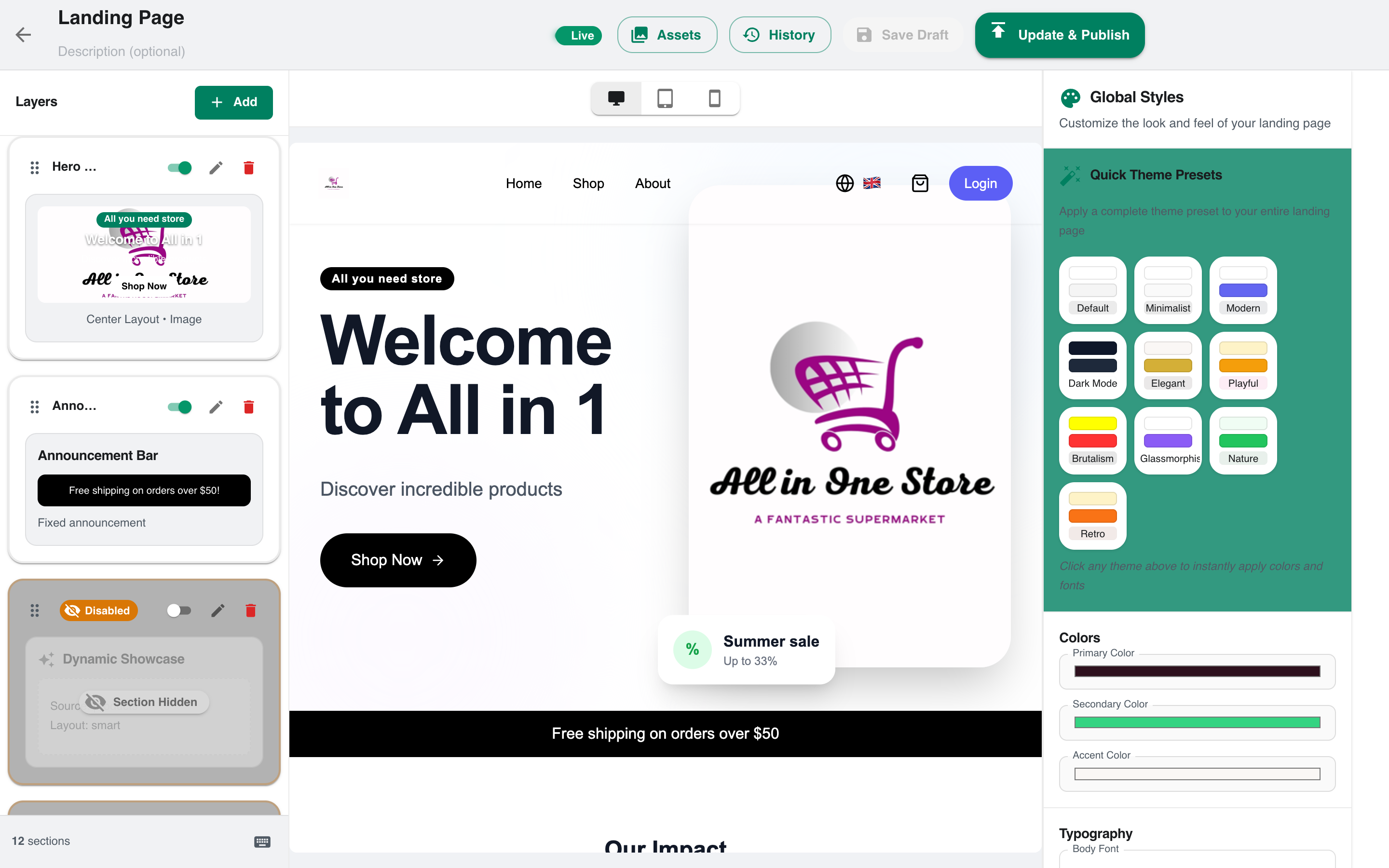 A storefront builder that actually works